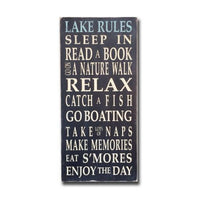 lake rules typography sign - Barn Owl Primitives